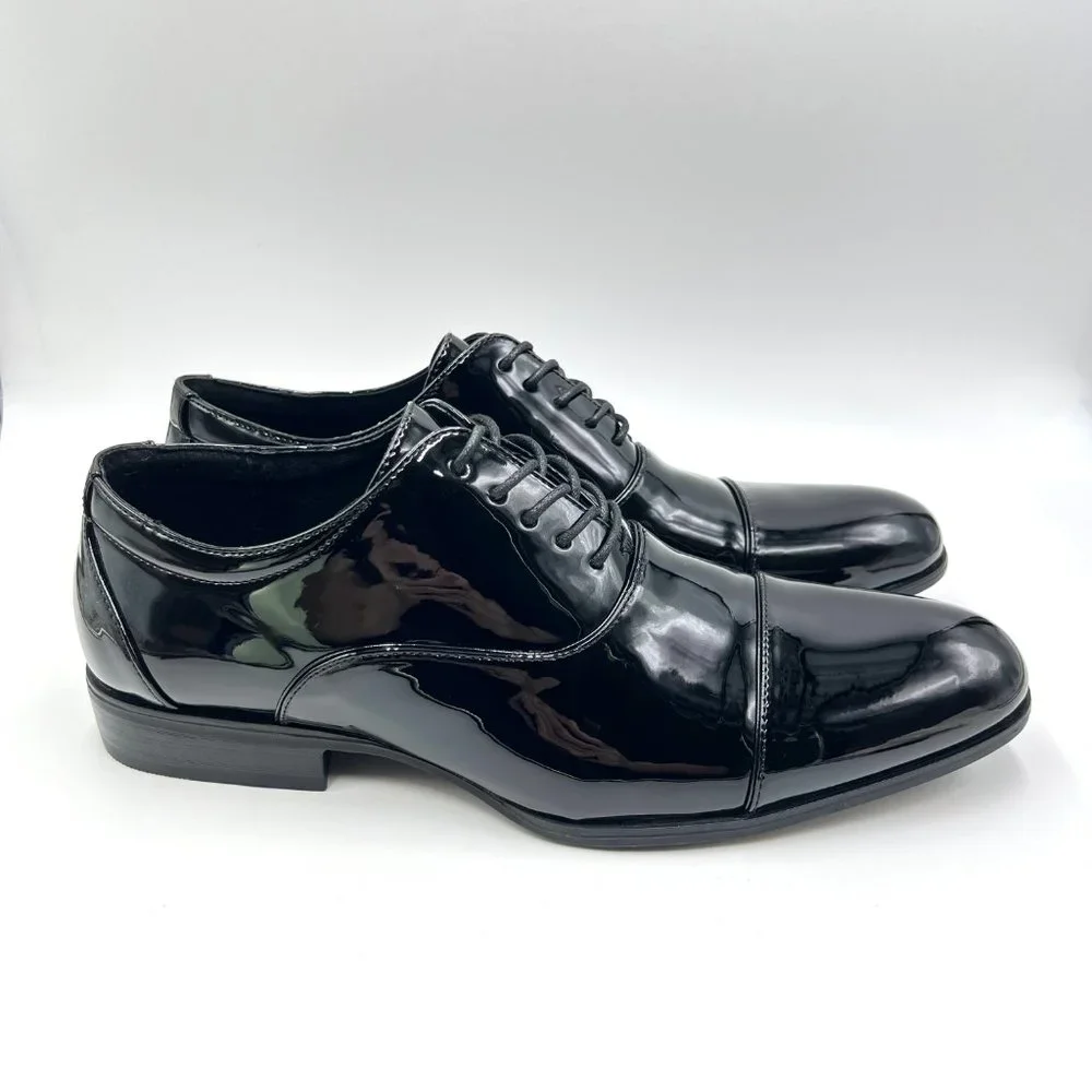 11W 11 WIDE Stacy Adams Mens Gala Black Patent Oxfords‎ Dress Shoes New